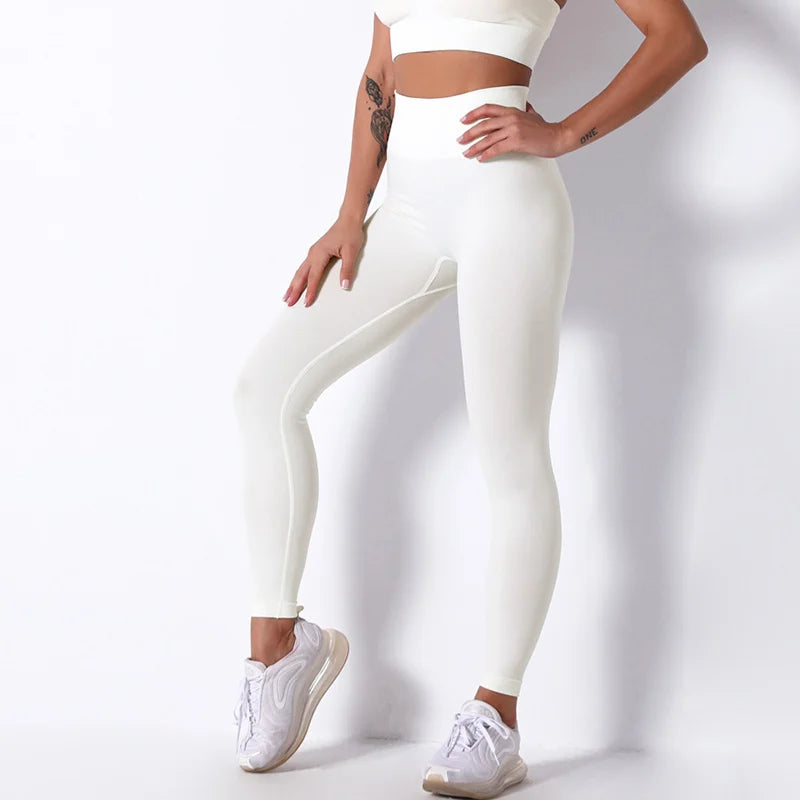 High Waist Seamless Tights Push-up White Leggings