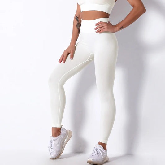 High Waist Seamless Tights Push-up White Leggings