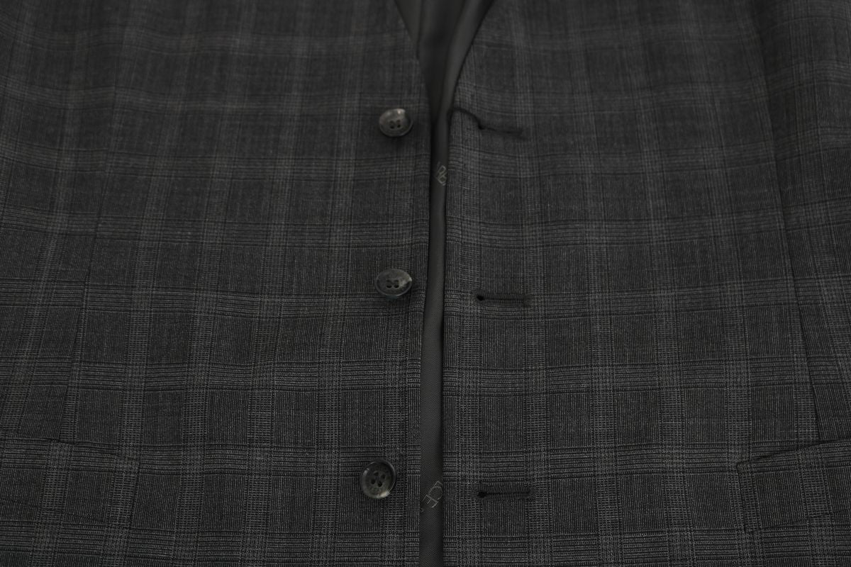 Dolce & Gabbana Elegant Checkered Wool Vest for the Urbane Man