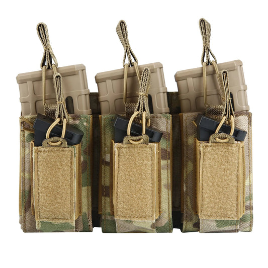 Triple Mag Pouch Open-Top Rifle Mag Pouches and Pistol Magazine Pouches for M4 M16 AK Molle Backpack Airsoft Military Gear