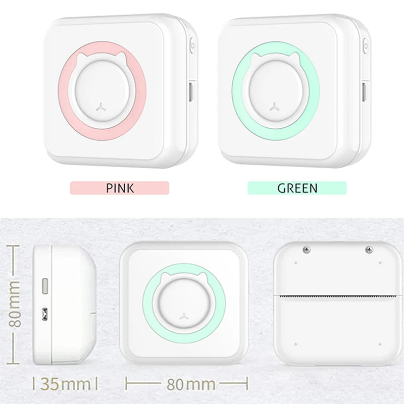 Portable Mini Thermal Printer Wirelessly BT 203dpi Photo Label
