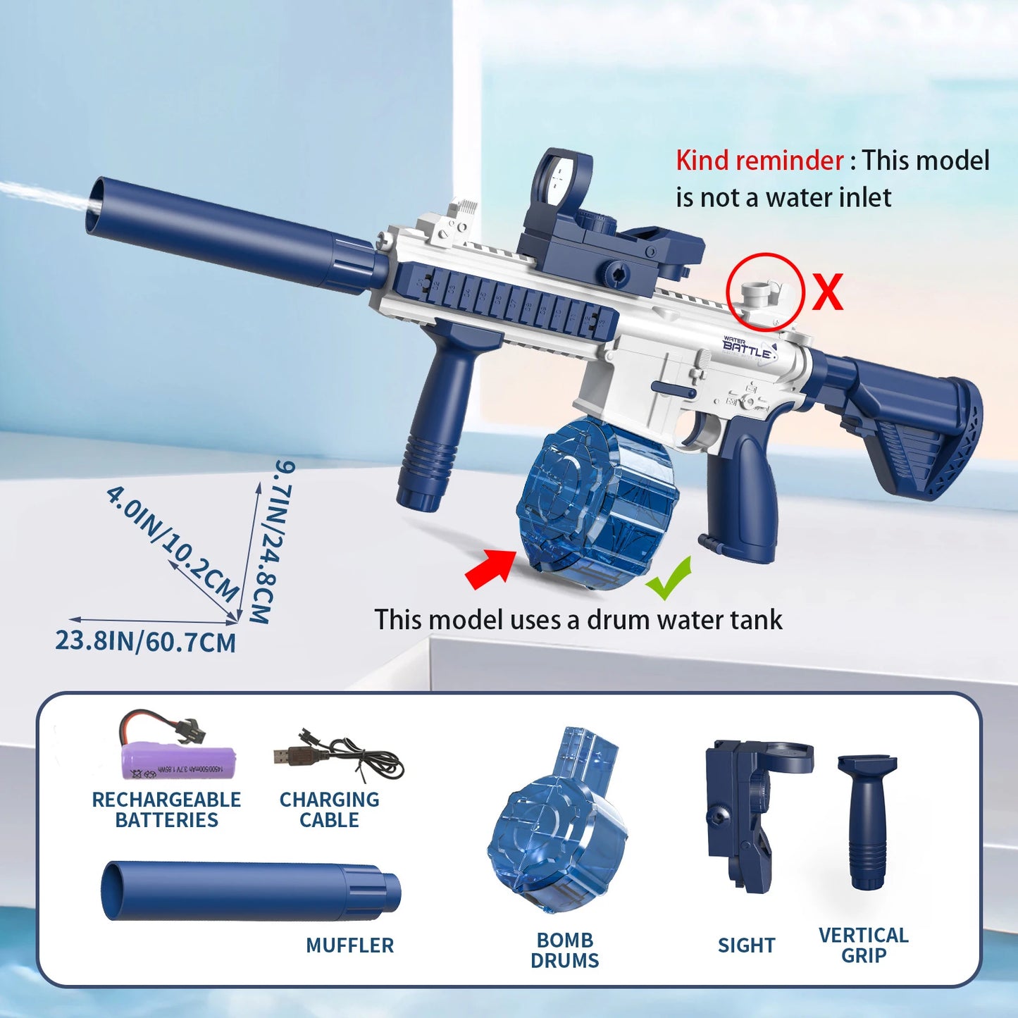 M416 electric large capacity water gun fully automatic shooting toy beach outdoor entertainment children and adult gifts