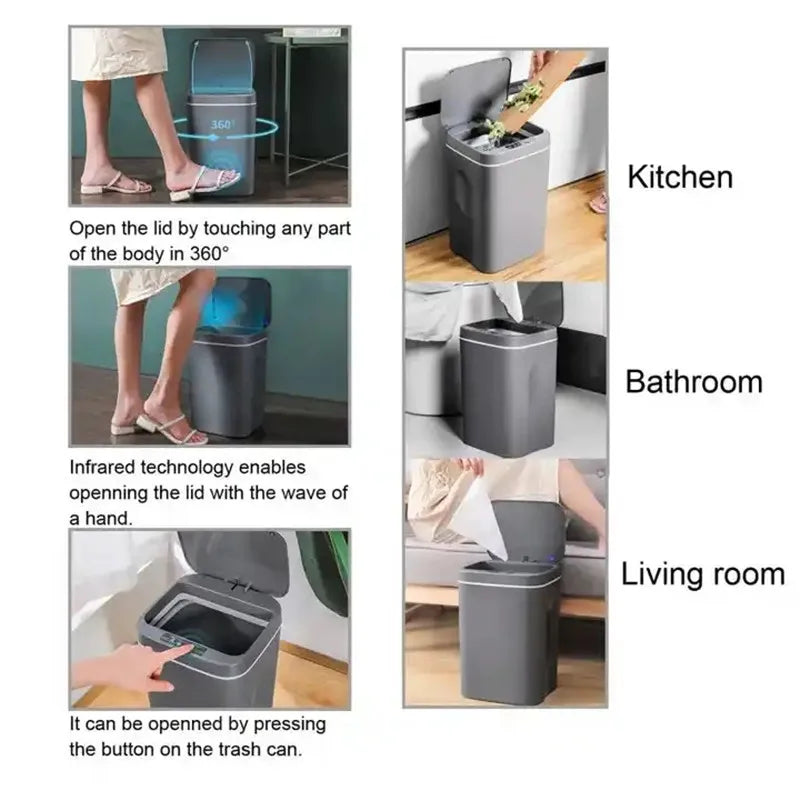 16L Automatic Sensor Trash Can, Touchless Smart Bin Waste Nasket