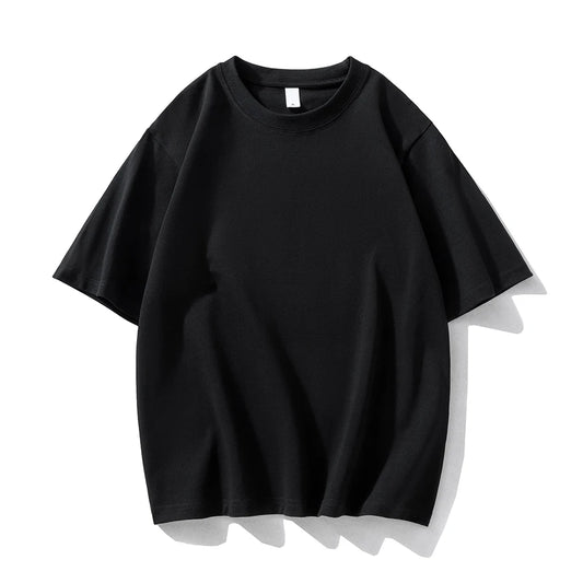 WAVLATII New 100% Cotton 280 GSM Thick T shirts for Women Men White Casual Oversized Tees Unisex Solid Black Basic Tops WT2477