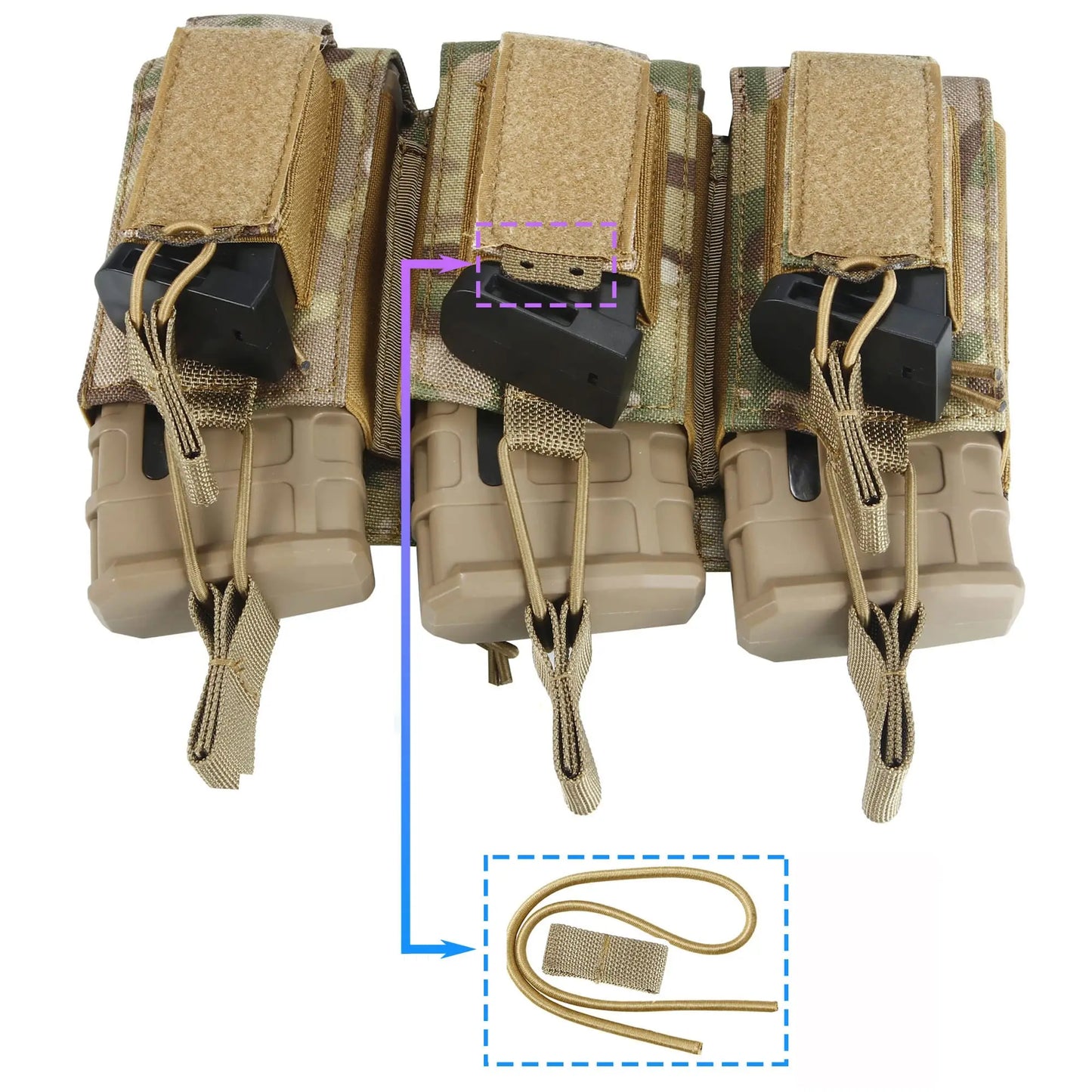 Triple Mag Pouch Open-Top Rifle Mag Pouches and Pistol Magazine Pouches for M4 M16 AK Molle Backpack Airsoft Military Gear