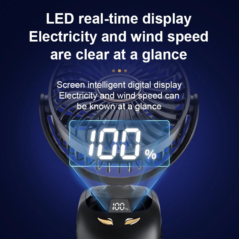 USB Table Wireless Clip-on Fan 6000mAh Battery Outdoor Travel Portable Electric Mini Desk Fan for Baby Stroller Cart