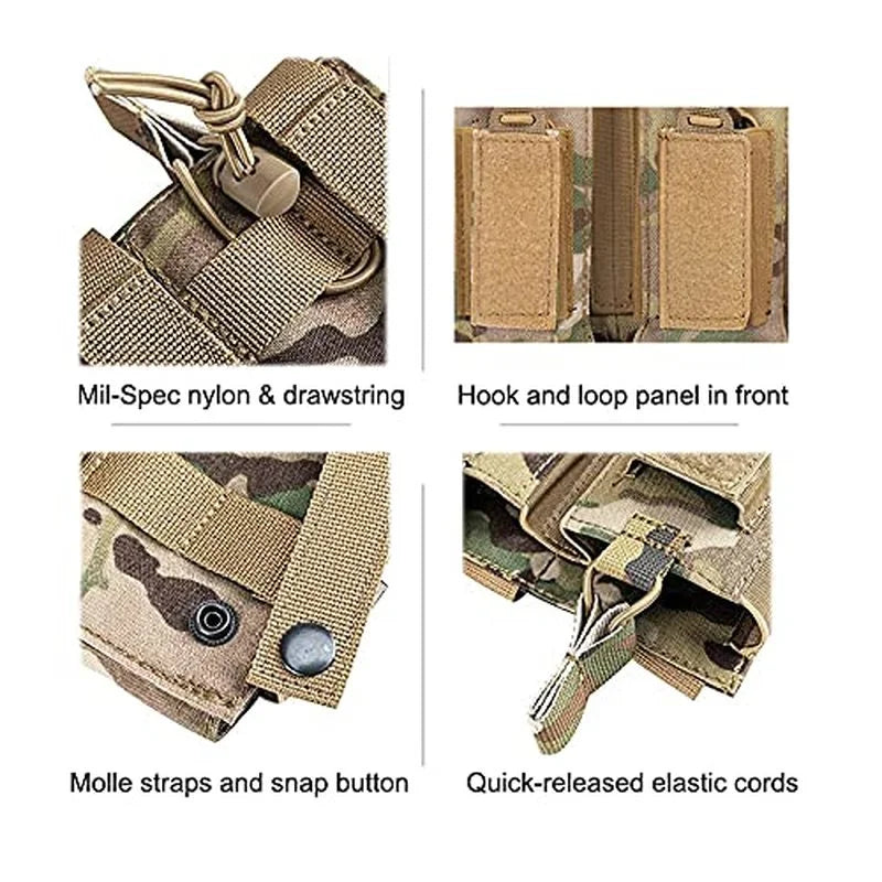 Triple Mag Pouch Open-Top Rifle Mag Pouches and Pistol Magazine Pouches for M4 M16 AK Molle Backpack Airsoft Military Gear