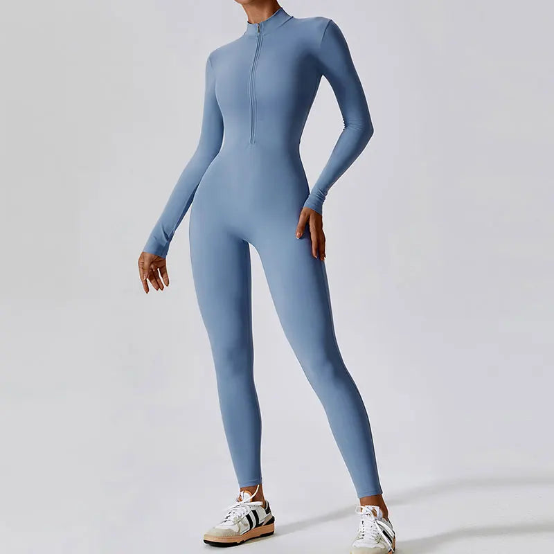 Long Sleeve Front Zipper Bodysuit Sportswear