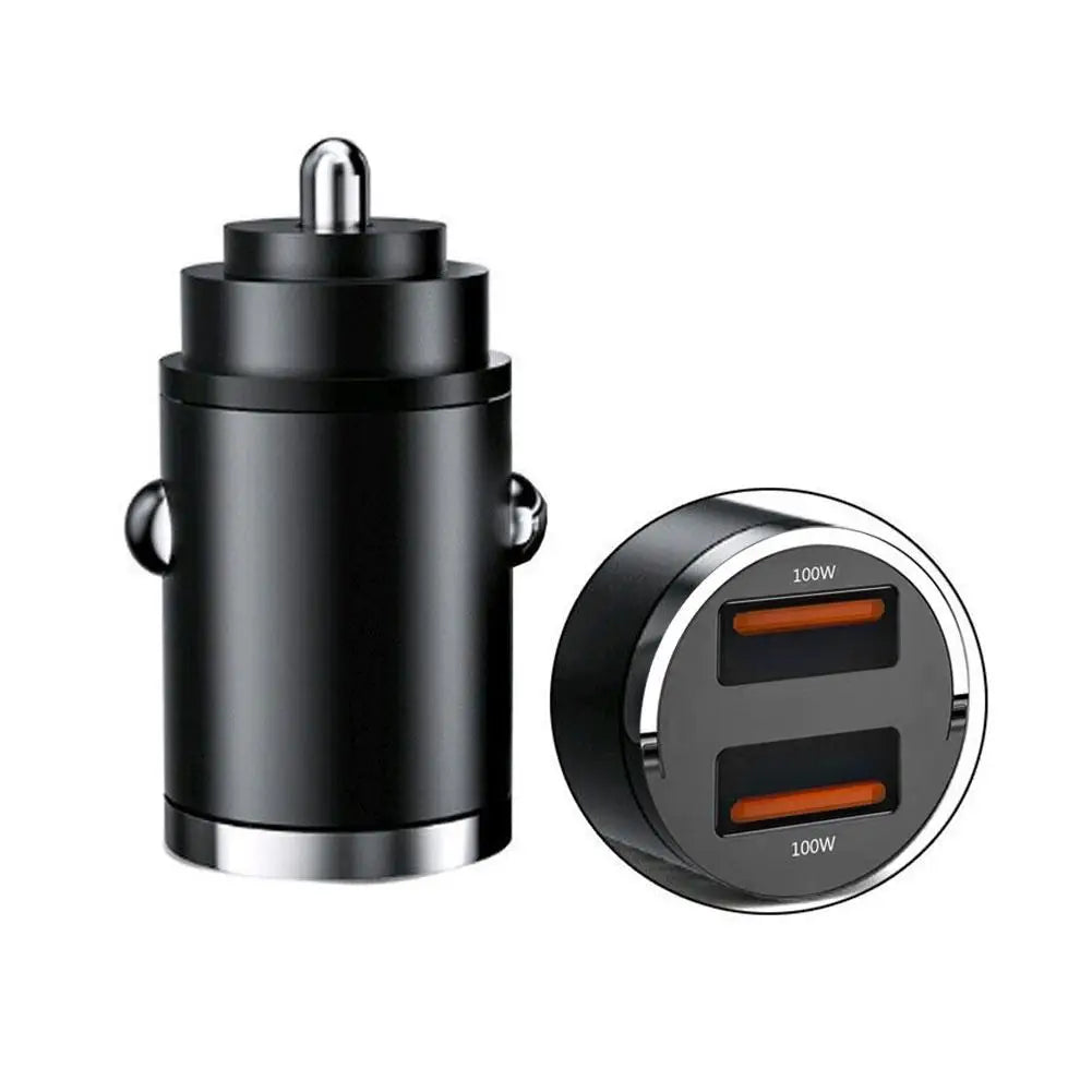 200w Mini Car Charger Lighter Fast Charging 100w Pd Usb Type C Dual Ports Invisible Metal Charger For S1f3