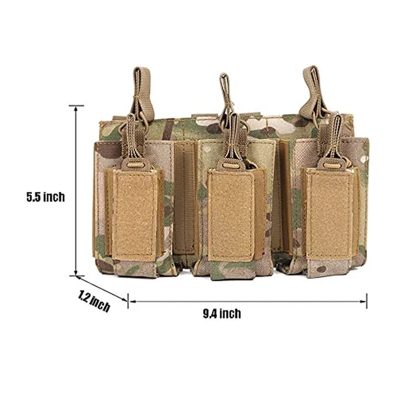 Triple Mag Pouch Open-Top Rifle Mag Pouches and Pistol Magazine Pouches for M4 M16 AK Molle Backpack Airsoft Military Gear