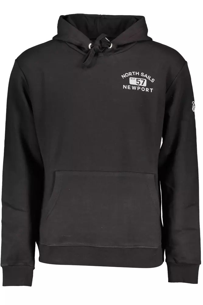 North Sails Sleek Black Hooded Cotton-Blend Sweatshirt