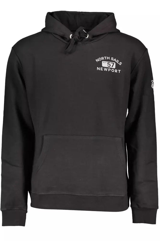 North Sails Sleek Black Hooded Cotton-Blend Sweatshirt