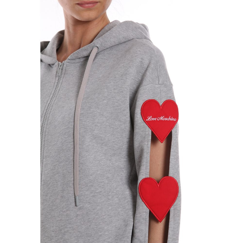 Love Moschino Chic Embroidered Heart Cotton Hoodie