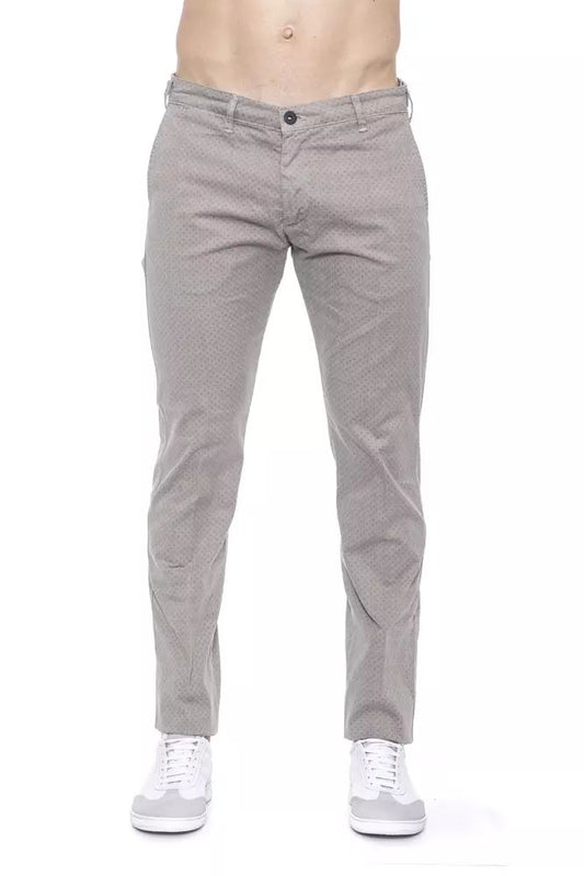 Armata Di Mare Beige Cotton Trousers with Chic Micro-Pattern