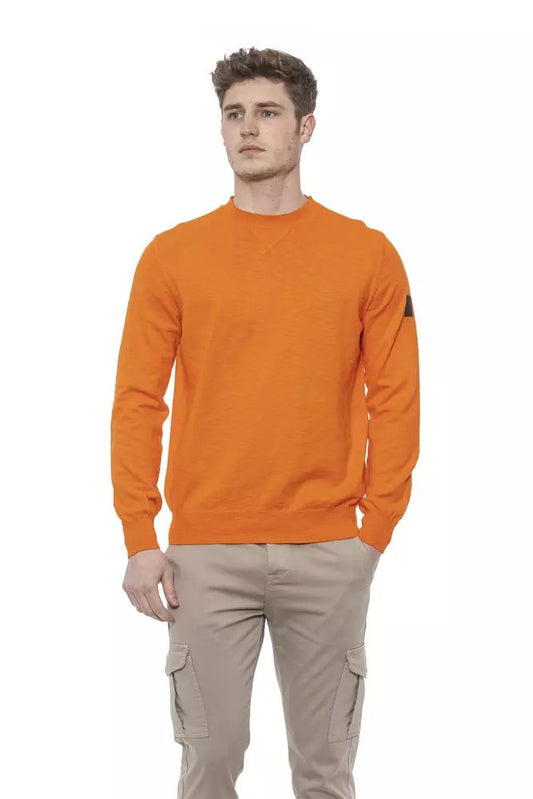 Conte of Florence Elegant Crewneck Cotton Sweater in Orange