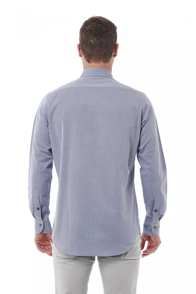 Bagutta Elegant Gray Italian Collar Cotton Shirt