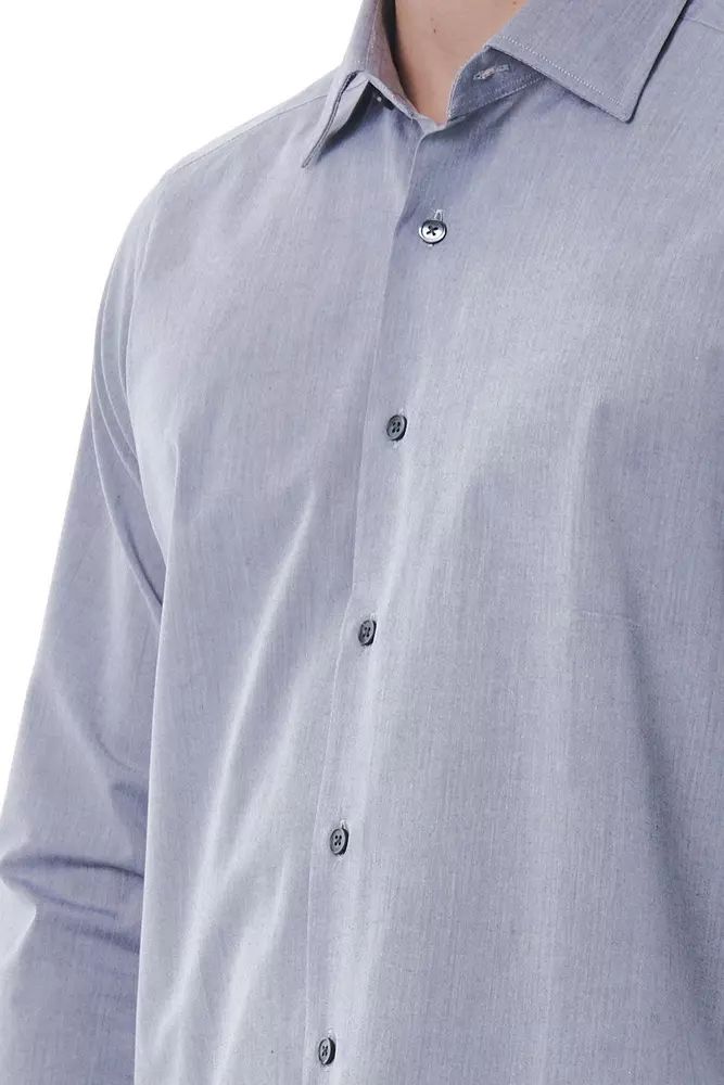 Bagutta Elegant Gray Italian Collar Cotton Shirt