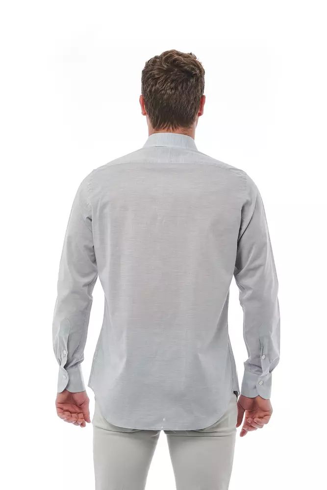 Bagutta Elegant Gray Regular Fit Italian Collar Shirt