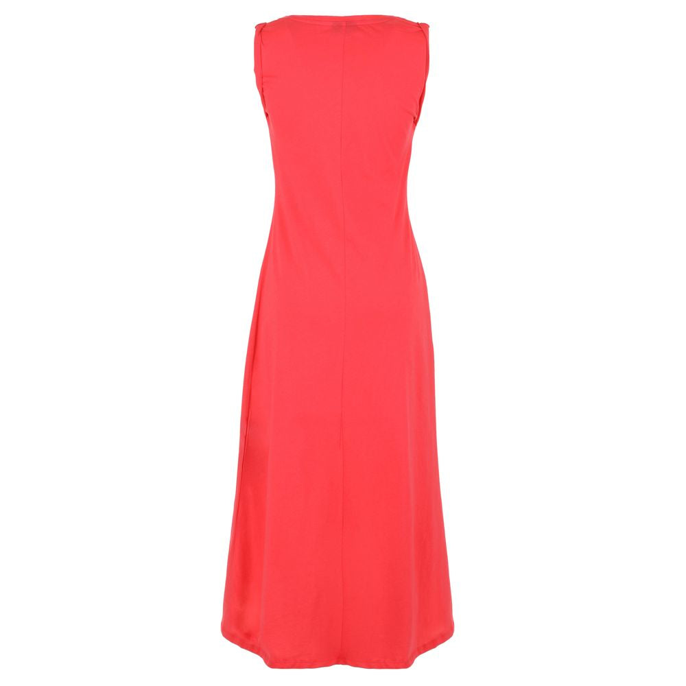 Imperfect Elegant Pink Cotton Dress with Logo Accent