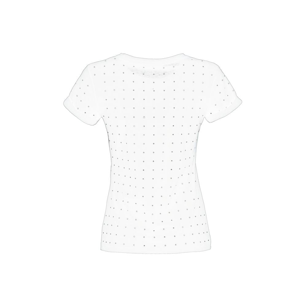 Imperfect Chic White Cotton Tee with Brass Accents