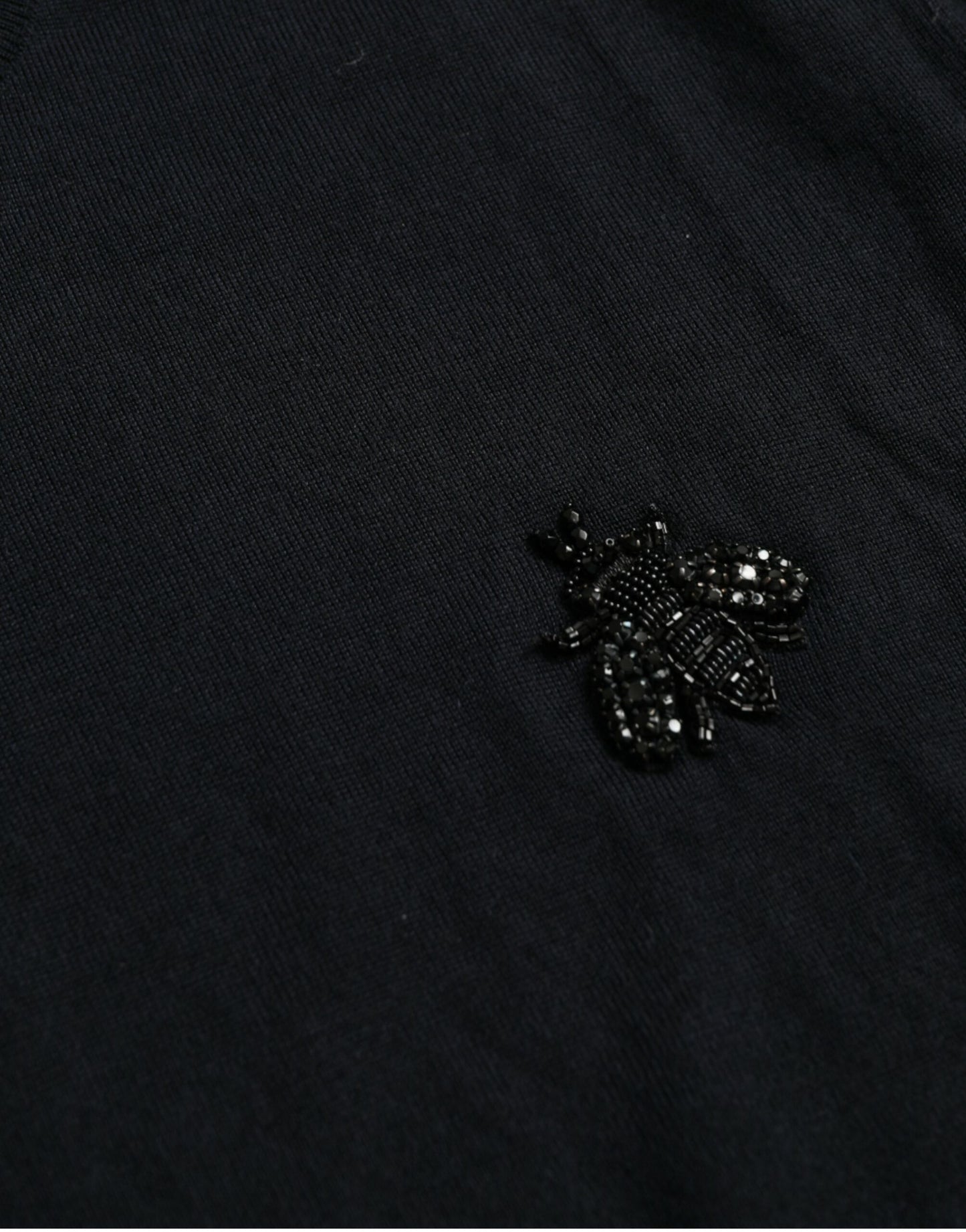 Dolce & Gabbana Blue Bee Cashmere Crewneck Pullover Sweater