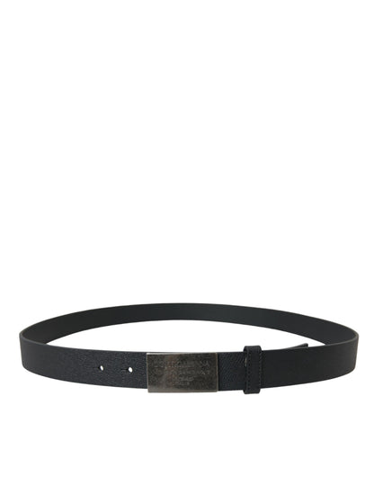 Dolce & Gabbana Elegant Black Calf Leather Belt with Metal Buckle