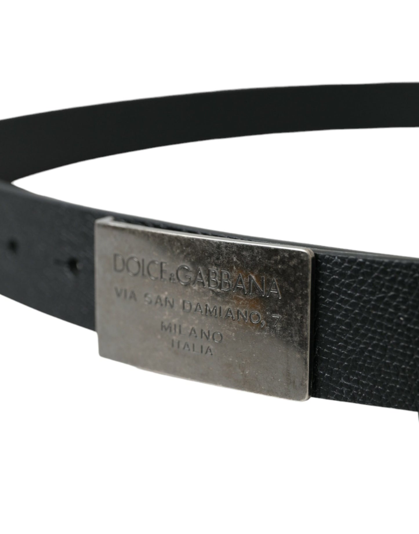 Dolce & Gabbana Elegant Black Calf Leather Belt with Metal Buckle