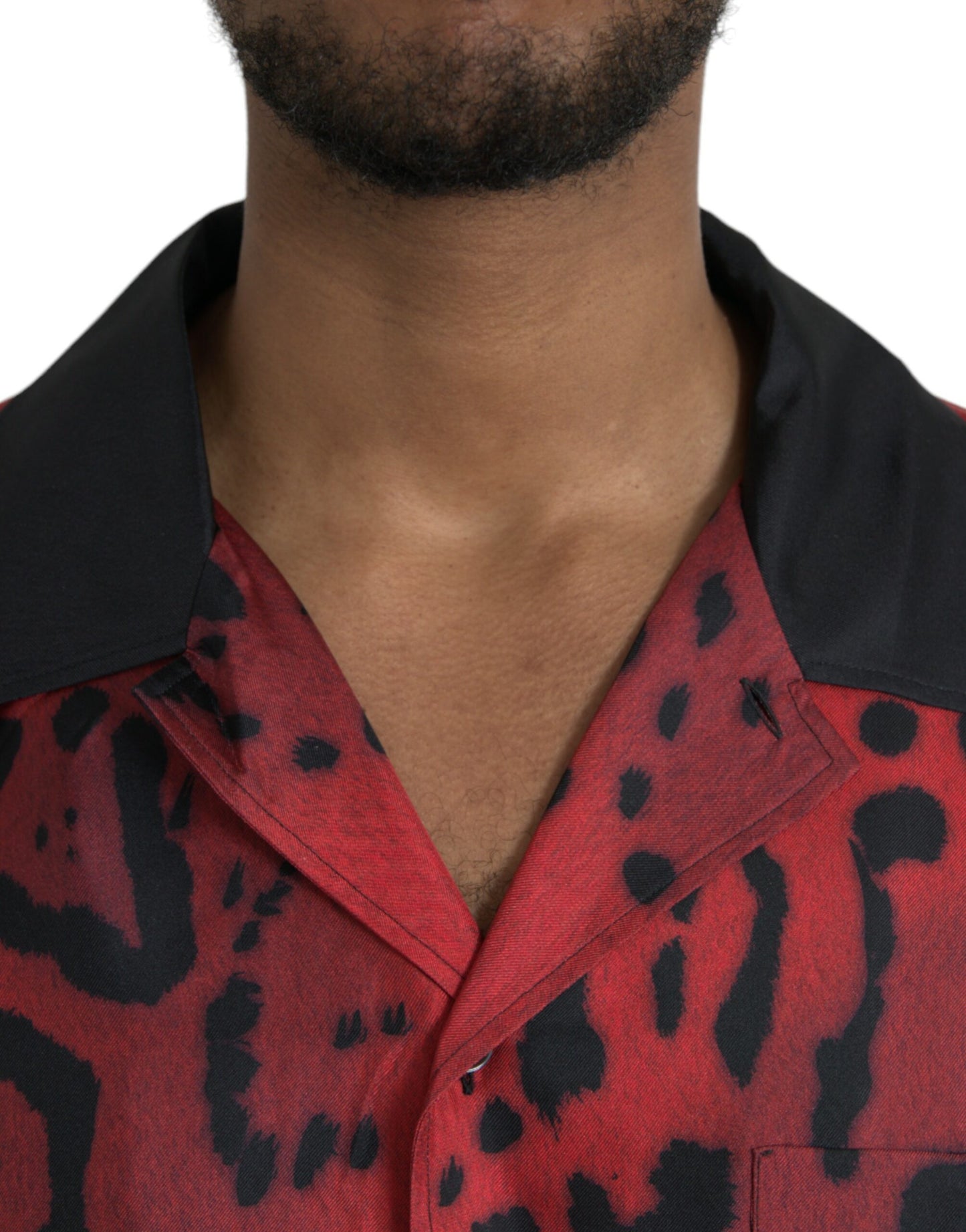 Dolce & Gabbana Red Leopard Silk Button Down Casual Shirt