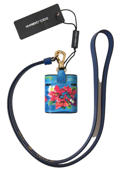 Dolce & Gabbana Chic Blue Floral Leather Airpods Case