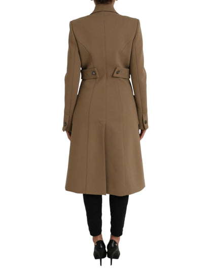 Dolce & Gabbana Brown Button Down Long Trench Coat Jacket
