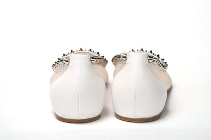 Christian Louboutin Bianco White silver Flat Point Toe Shoe