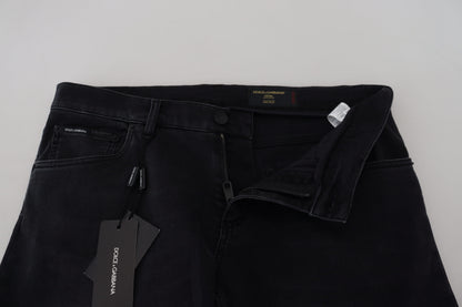 Dolce & Gabbana Sleek Black Cotton Blend Denim Pants