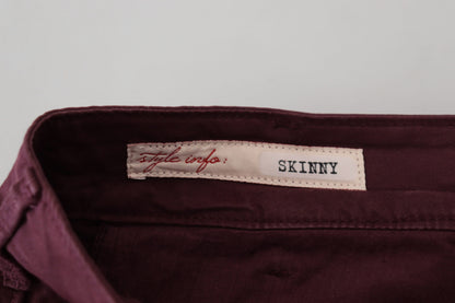 CYCLE Maroon Skinny Fit Cotton Pants