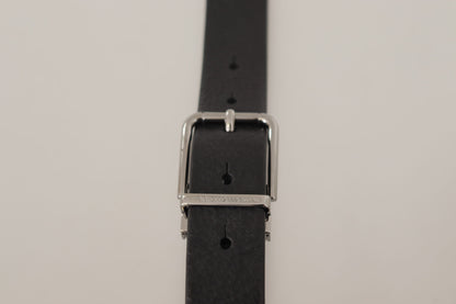 Dolce & Gabbana Elegant Black Leather Belt with Metal Buckle