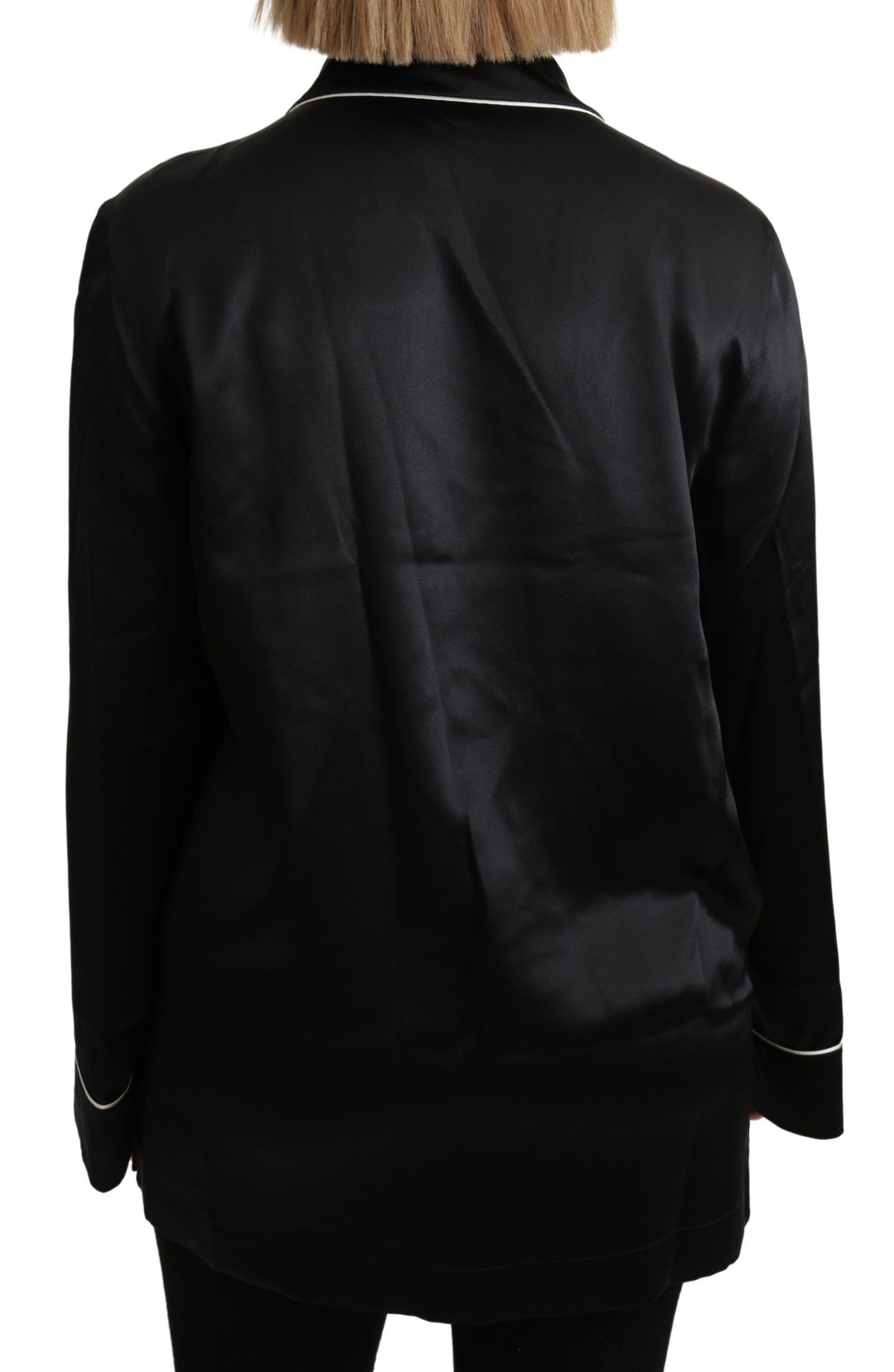 Dolce & Gabbana Elegant Silk Black Button-Up Blouse