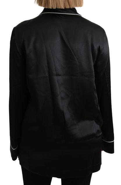 Dolce & Gabbana Elegant Silk Black Button-Up Blouse