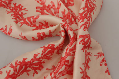 Dolce & Gabbana Elegant Silk Men's Scarf Wrap - Red Coral Print
