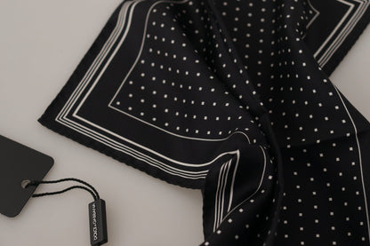 Dolce & Gabbana Elegant Black Silk Polka Dot Men's Scarf