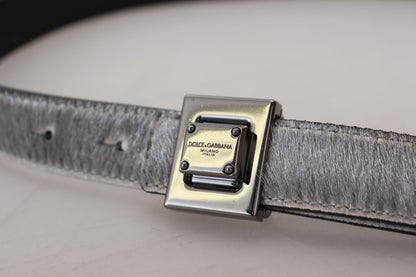 Dolce & Gabbana Elegant Silver Leather Designer Belt
