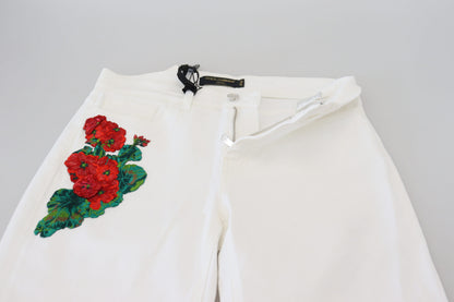 Dolce & Gabbana Elegant White Mid Waist Skinny Jeans