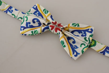 Dolce & Gabbana Elegant Majolica Print Silk Bow Tie