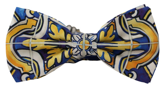 Dolce & Gabbana Multicolor Majolica Print Adjustable Papillon Bow Tie