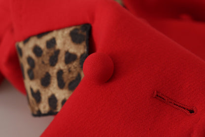 Dolce & Gabbana Elegant Red Leopard Trench Coat
