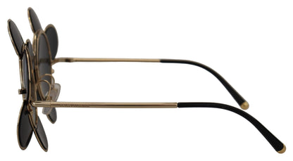 Dolce & Gabbana Chic Floral-Formed Black and Gold Sunglasses