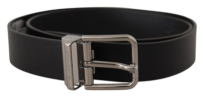 Dolce & Gabbana Elegant Black Leather Belt with Metal Buckle
