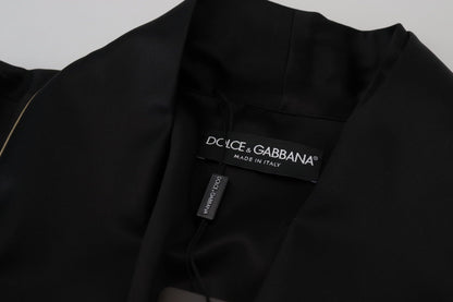 Dolce & Gabbana Elegant Black Silk Long Robe Coat