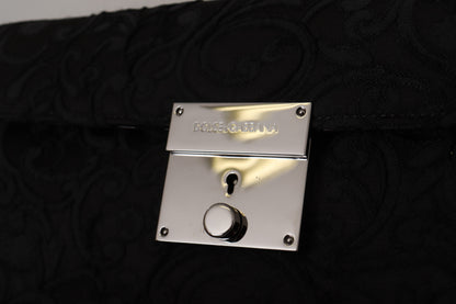 Dolce & Gabbana Elegant Black Silver Clutch Portfolio