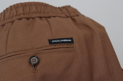 Dolce & Gabbana Chic Brown Cashmere-Silk Jogger Pants