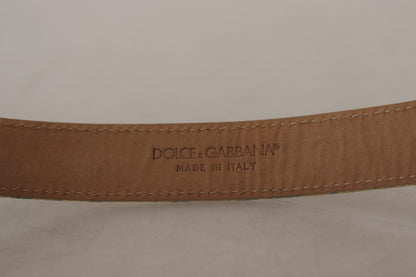 Dolce & Gabbana Elegant Light Blue Leather Belt with Gold Buckle