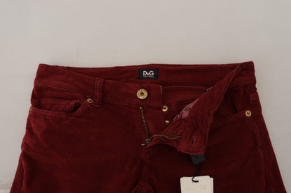Dolce & Gabbana Chic Maroon Corduroy Pants